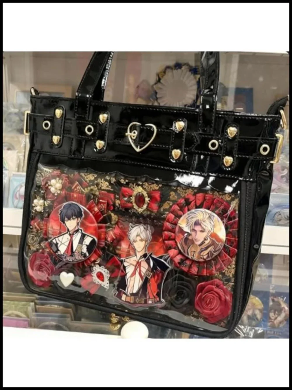 Large Ita Messenger Bag with Display Window for Pins, Anime, Kpop